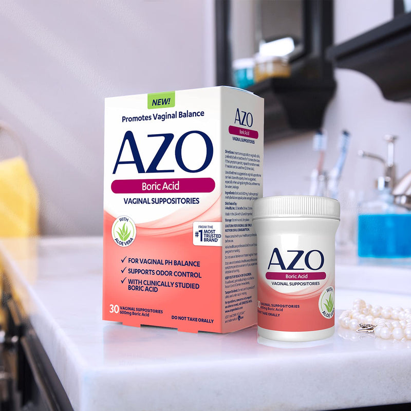 [Australia] - Boric Acid Vaginal Suppositories, Helps Support Odor Control and Balance Vaginal PH with Clinically Studied Boric Acid, AZO Boric Acid, 30 Count 