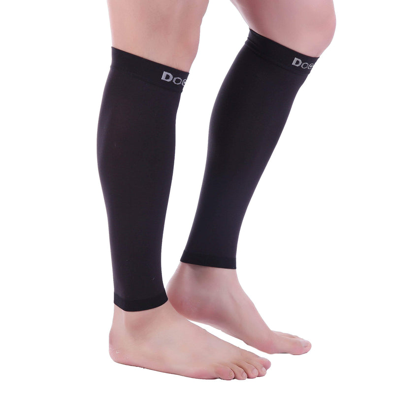 [Australia] - Doc Miller Calf Compression Sleeve Men and Women - 15-20mmHg Shin Splint Compression Sleeve Recover Varicose Veins, Torn Calf and Pain Relief - 1 Pair Calf Sleeves Black Color - Medium Size 