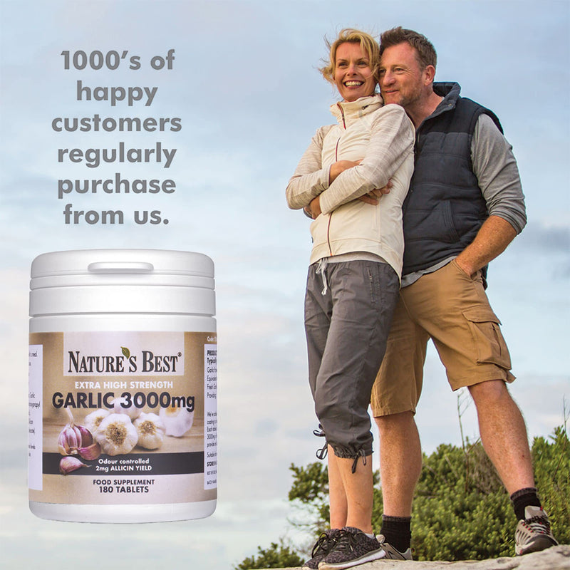 [Australia] - Garlic Tablets 3000mg - High Strength & Rich in Allicin � 180 Tablets 6 month's Supply - Taste & Odour Controlled - UK Made � Equivalent to 3000mg of Fresh Garlic 