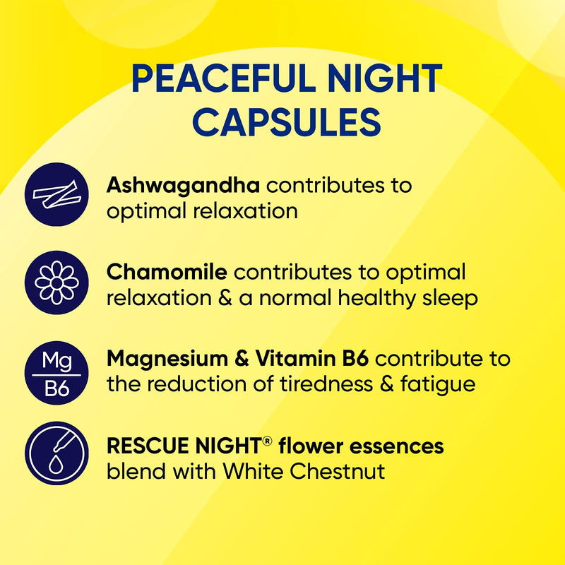 [Australia] - Nelsons Rescue Peaceful Night Capsules, relax and unwind into restful quality sleep and awake feeling refreshed 30 Vegan Capsules, one a day Single 