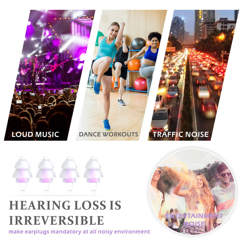 [Australia] - Sleeping Ear Plugs, 2 Pair Earplugs Sound Blocking Sleeping, Noise Reduction Reusable Soft Earbuds – Hearing Protection for Snoring Loud Noise Travel Studying Work–31dB Noise Cancelling Purple 