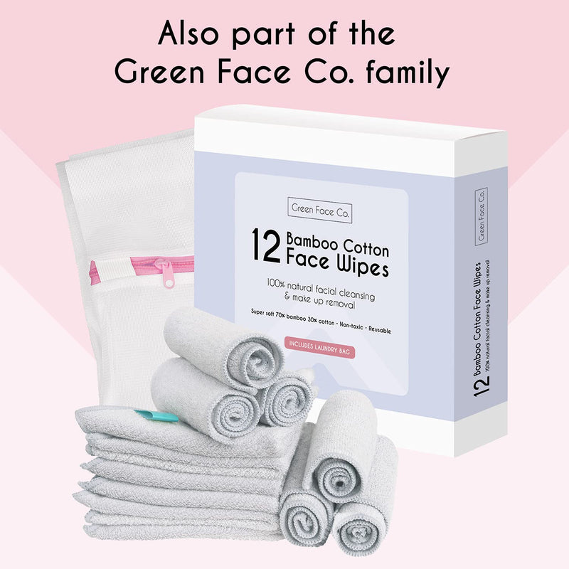 [Australia] - 20 x Microfibre Makeup Remover Wipes with Laundry Bag by Green Face Co | Reusable Soft Facial Cloths for Beauty Routine | Great Make Up Removing Towel or Cleansing Cloth 