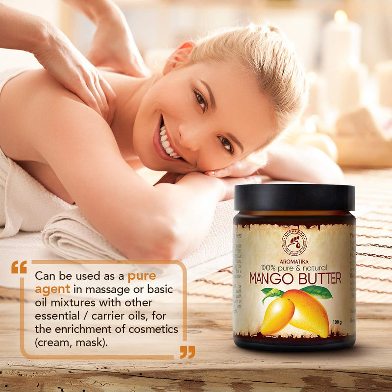 [Australia] - Mango Butter Refined 100g - Mangifera Indica Seed Butter - Indonesia - 100% Pure & Natural - Glass Bottle - for Beauty - Massage - Wellness - Cosmetics - Body Mango Butter 