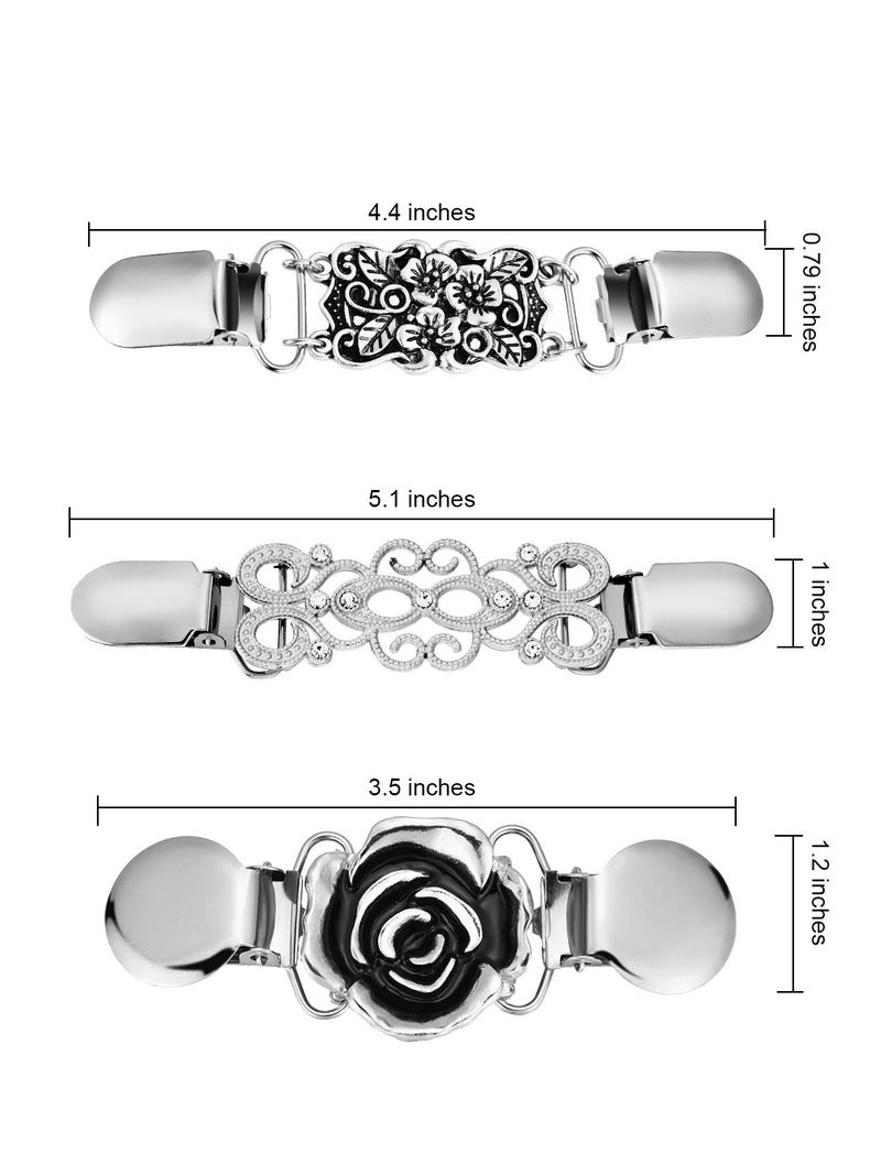 [Australia] - Zhanmai 7 Pieces Vintage Sweater Shawl Clips Collar Chains Clips Flower Patterns Cardigan Dresses Clips for Women Girls Favors (Style 1) 