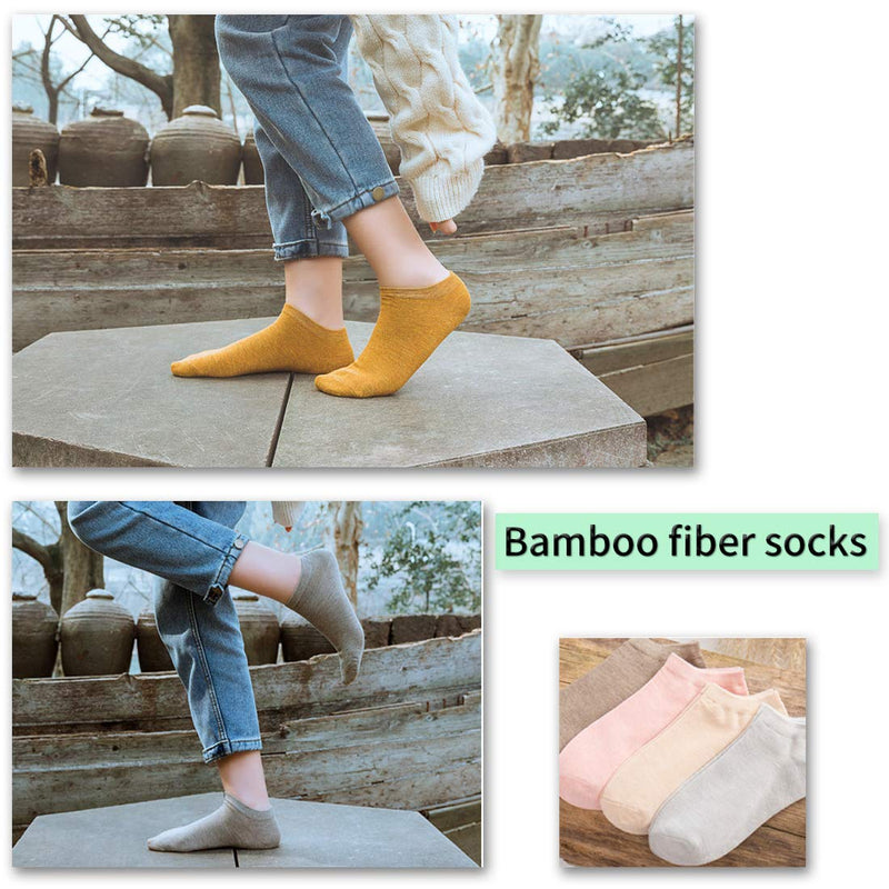 [Australia] - Hamjax Womens Bamboo Invisible Socks Casual Ankle Socks, 5 Pairs 3-6 White 