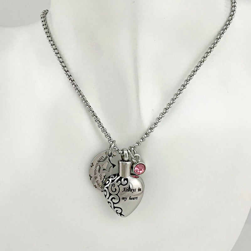 [Australia] - YOUFENG Urn Necklaces for Ashes Always in My Heart Love You to The Moon and Back 12 Birthstones Styles Necklace October Birthstone URN Necklace 
