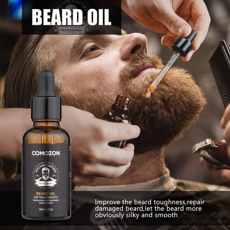 [Australia] - Beard Grooming Kit for Men, Beard Kit Gifts for Him, Beard Growth Kit with Beard Oil, Beard Shampoo, Beard Comb, Beard Brush, Beard Balm, Beard Scissors, Best Beard Men Gifts 