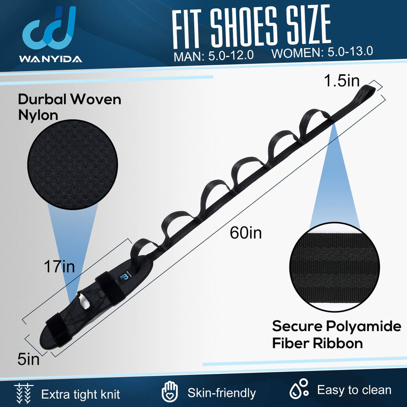 [Australia] - Foot and Calf Stretcher for Plantar Fasciitis, Achilles Tendonitis, Heel Spurs, Drop Foot. Yoga Stretching Strap for Leg, Thigh and Hamstring (Black) Black 