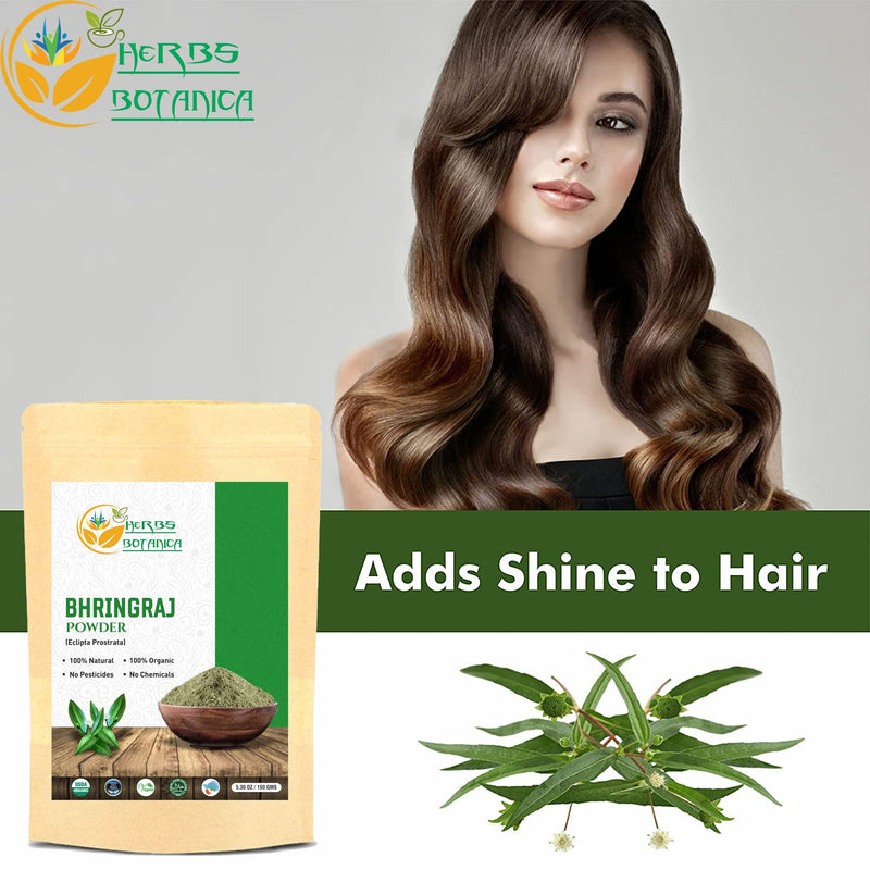 [Australia] - Herbs Botanica 100% Natural Bhringraj Powder | Pure Bhringaraj Eclipta Alba - Promotes Healthy Hair Growth (150 gm (0.33 lb) 5.3 Oz Bringraj Powder For Hair Growth Ayurvedic Powder 