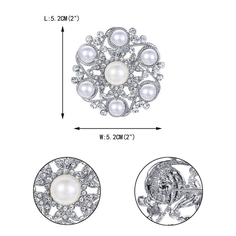 [Australia] - EVER FAITH Wedding Corsage Clear Rhinestone Crystal Simulated Pearl Leaf Flower Wedding Brooch Gold-Tone 
