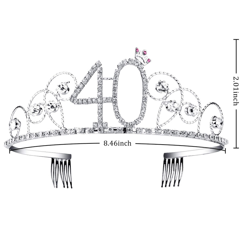 [Australia] - BABEYOND Crystal Birthday Tiara Crown Princess Birthday Crown Hair Accessories Happy 40th Birthday Crown Tiara for Women (40 Birth) 40 Birth 