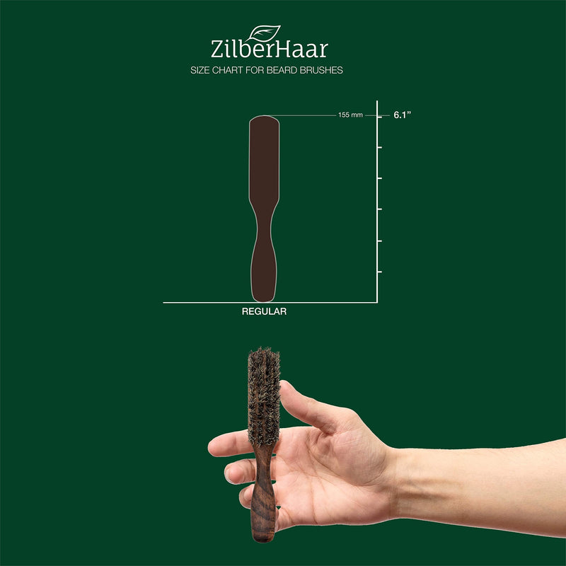 [Australia] - ZilberHaar - Regular Vegan Beard Brush - Stiff Natural Bristles, Mexican Tampico Fiber and Oiled Walnut Wood - Animal-Free Beard Grooming Brush for Men - Made in Germany 
