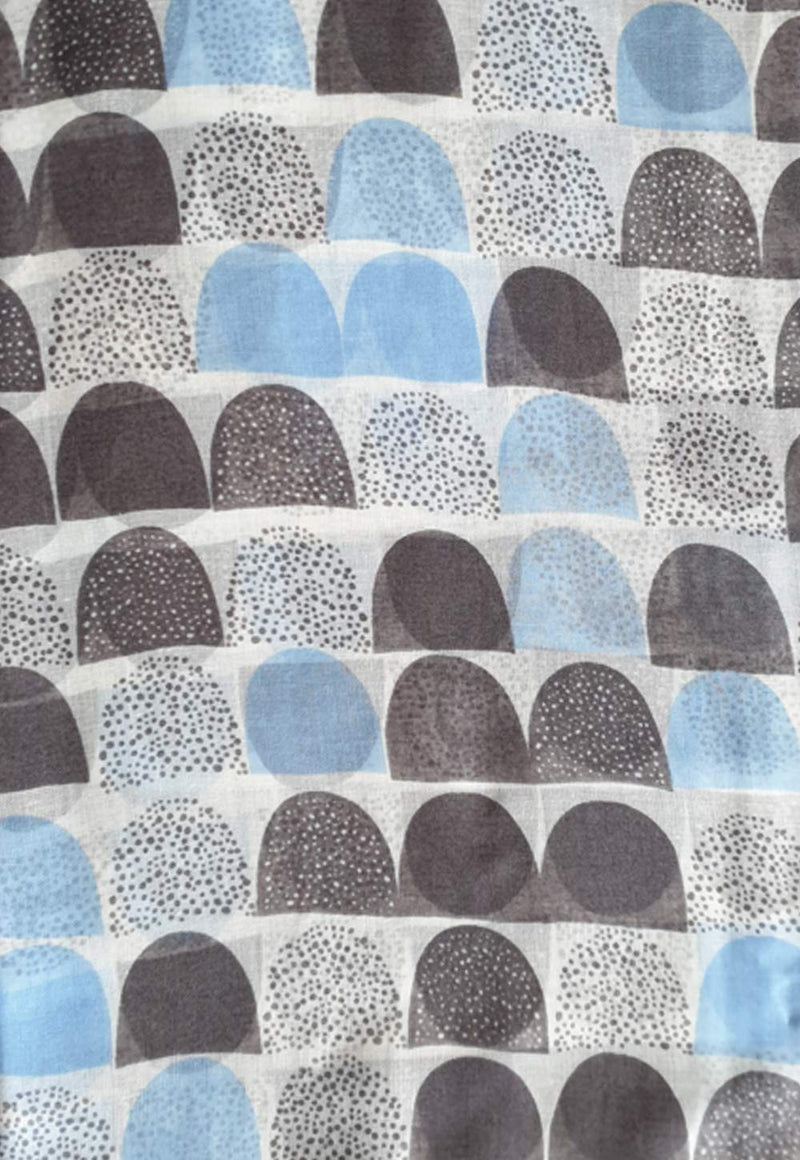 [Australia] - GlamLondon Scallop Shapes Print Scarf Women's Unique Motif Soft Long Ladies Wrap White 