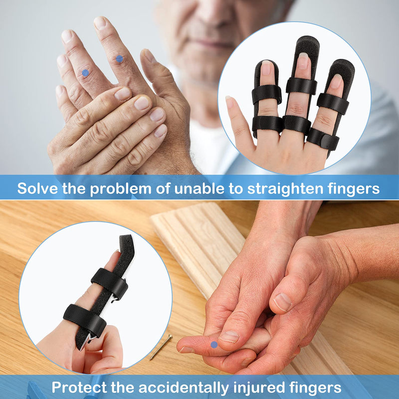 [Australia] - 10 Pieces Finger Splint Metal Finger Support Finger Knuckle Immobilization with Soft Foam Inner Band and Protective Vent for Adults and Children, 3 Sizes (Black) Large Black 10 