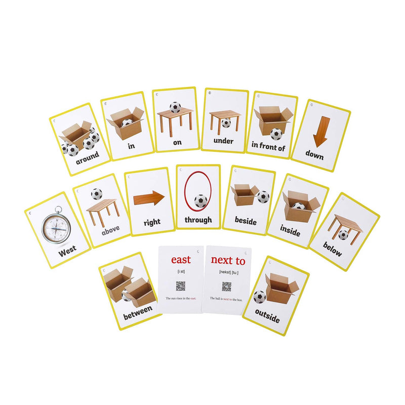 [Australia] - FieldDream 23pcs Positional Toddlers Flash Cards with Pictures Baby Learning Games Toys Education Flashcards for Kids Classroom Decoration Kindergarten Preschoolers with Ring Gifts 