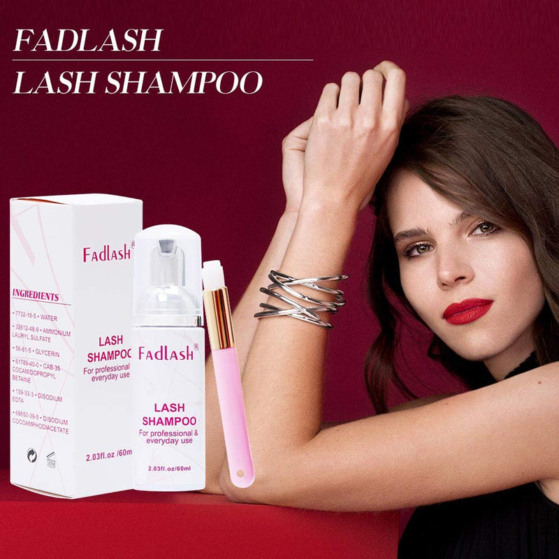 [Australia] - Lash Shampoo for Eyelash Extension 60ml Lash Cleaner Eyelash Shampoo With a Soft Brush(Lash Shampoo-60ml) 