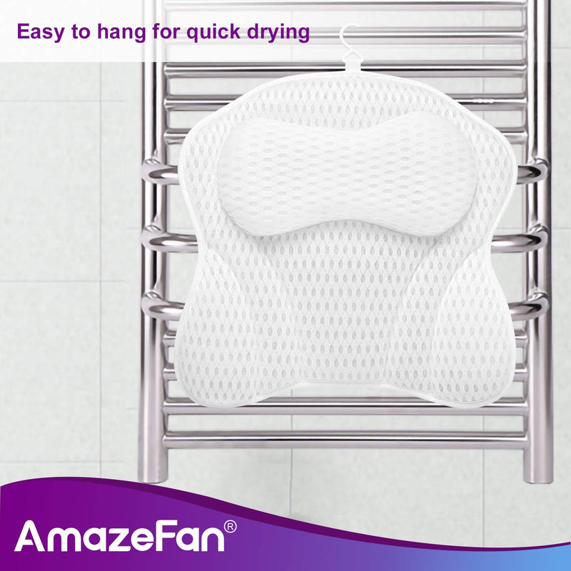 [Australia] - AmazeFan Luxury Bath Pillow, Ergonomic Bathtub Spa Pillow with 4D Air Mesh Technology and 6 Suction Cups, Helps Support Head, Back, Shoulder and Neck, Fits All Bathtub, Hot Tub and Home Spa 