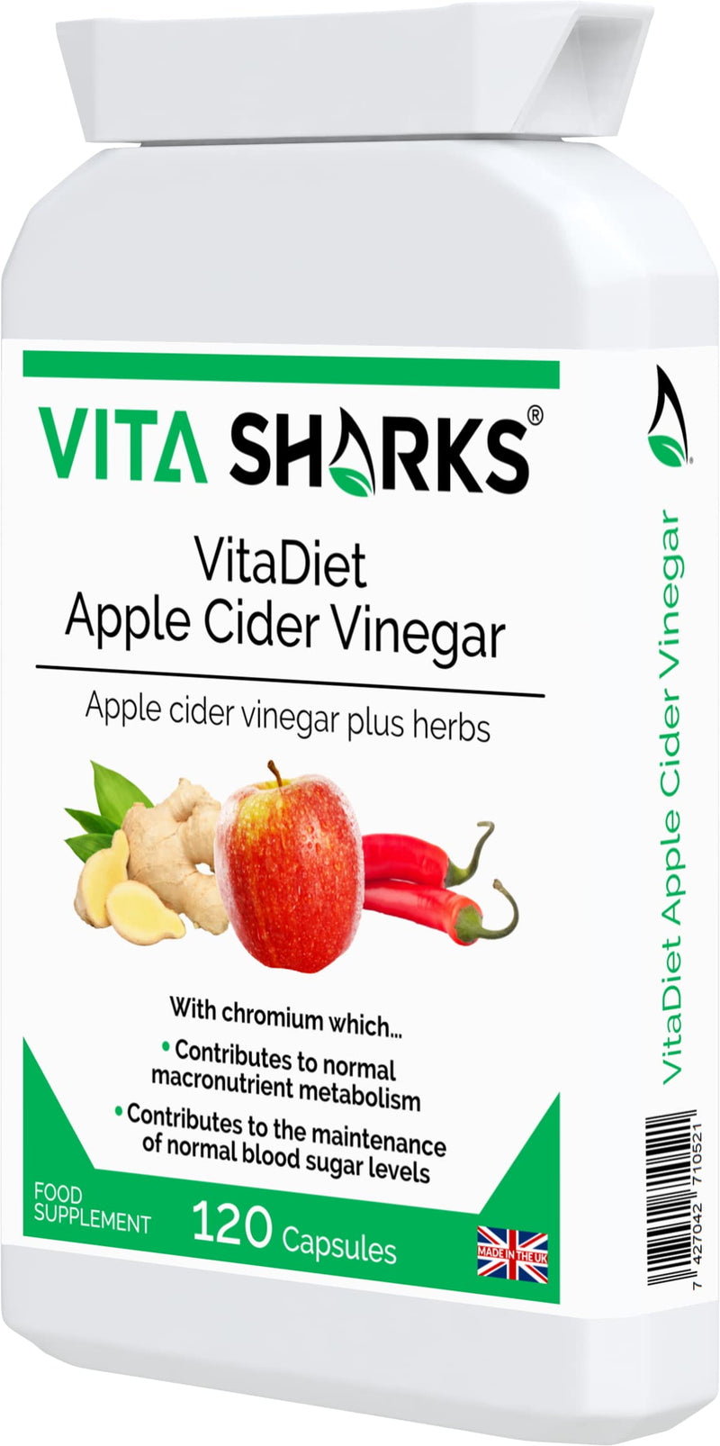 [Australia] - VitaDiet Apple Cider Vinegar with Chromium for a Healthy Metabolism, Natural Immune, Appetite, Slimming & Weight Reduction (120 Vegan Capsules) 