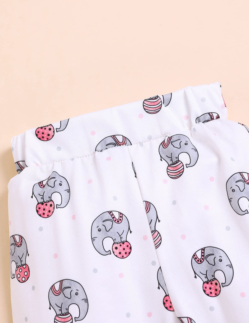 [Australia] - Newborn Infant Baby Girl Boy Clothes Short Sleeve Elephant Romper + Pants + Headband Hat 3Pcs Outfits Set Pink Newborn 