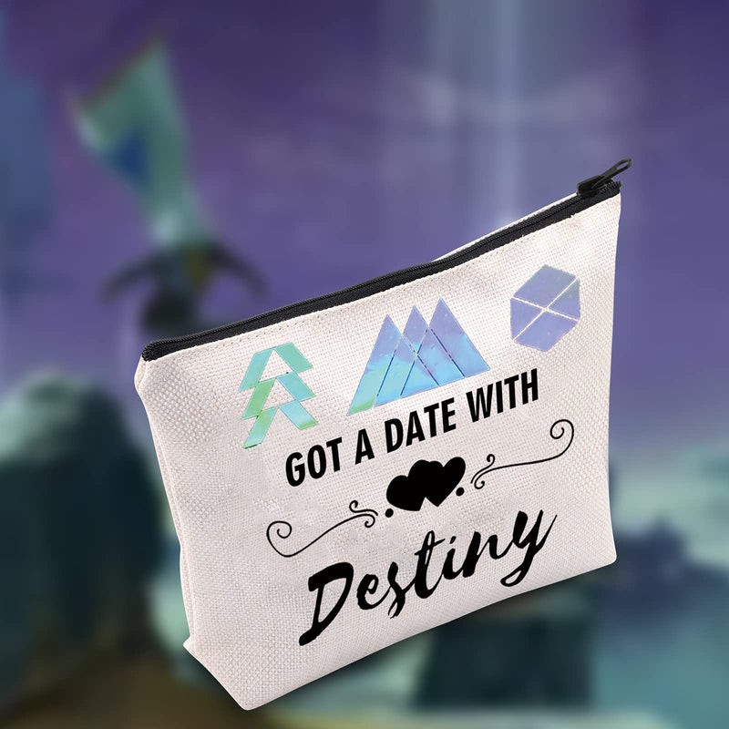 [Australia] - LEVLO Funny Destiny Cosmetic Bag Destiny Fans Gift Got a Date With Destiny Make up Zipper Pouch Bag For Women Girls, Date With Destiny, 