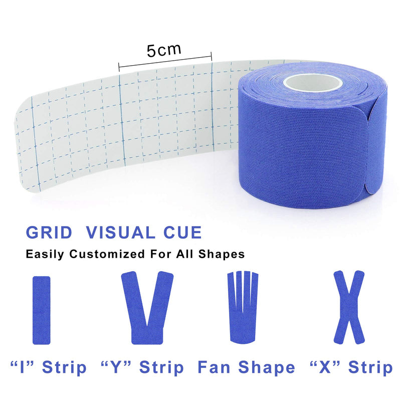 [Australia] - MUEUSS Precut Kinesiology Tape Elastic Hypoallergenic Sports Tape Waterproof Physio Tape for Pain Relief, Muscle & Joint Support (2rolls Dark Blue&Light Blue) 2rolls Dark Blue&light Blue 