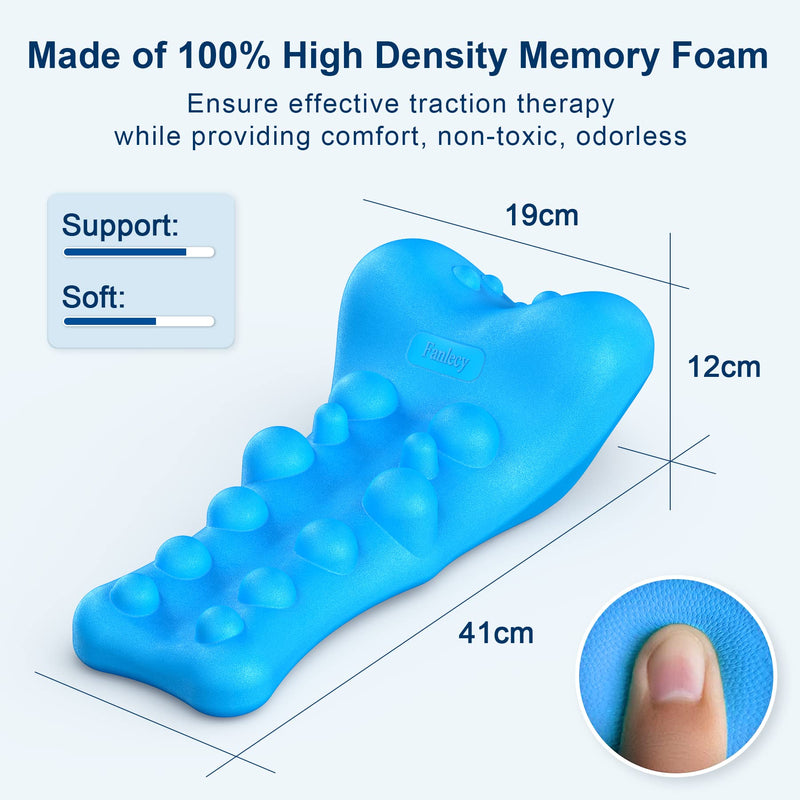 [Australia] - Neck and Shoulder Relaxer with Upper Back Massage Point, Cervical Traction Device Neck Stretcher for TMJ Pain Relief and Cervical Spine Alignment Chiropractic Pillow (Blue) Blue 
