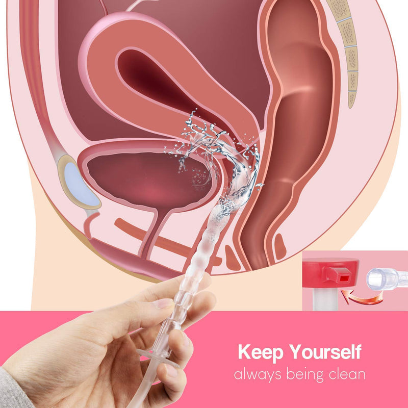 [Australia] - Vaginal Cleaning Syringe Cleaner Reusable Manual Pressure Cleaning System Portable Kit with 3 Nozzles,600ml Capacity 
