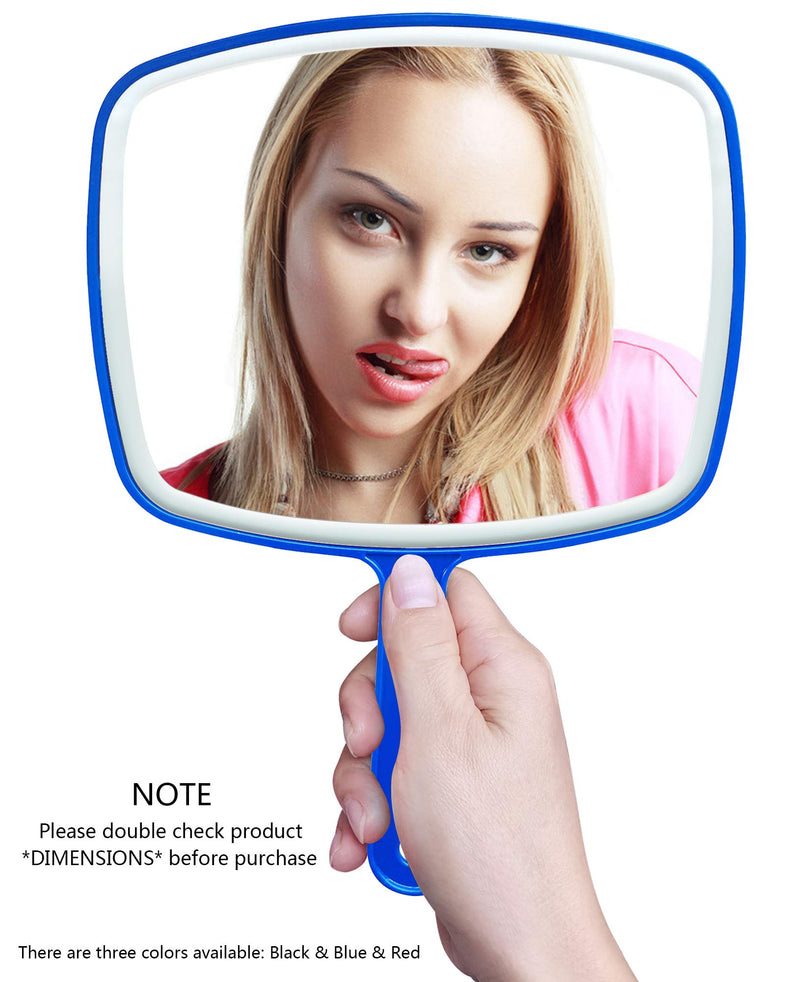 [Australia] - Hand Mirror,Extra Large Handheld Mirror with Handle, Makeup Mirror,Salon Barbers Hairdressers Hand Mirror,Wide Angle 7.3″W×10.4″L,Blue Blue 