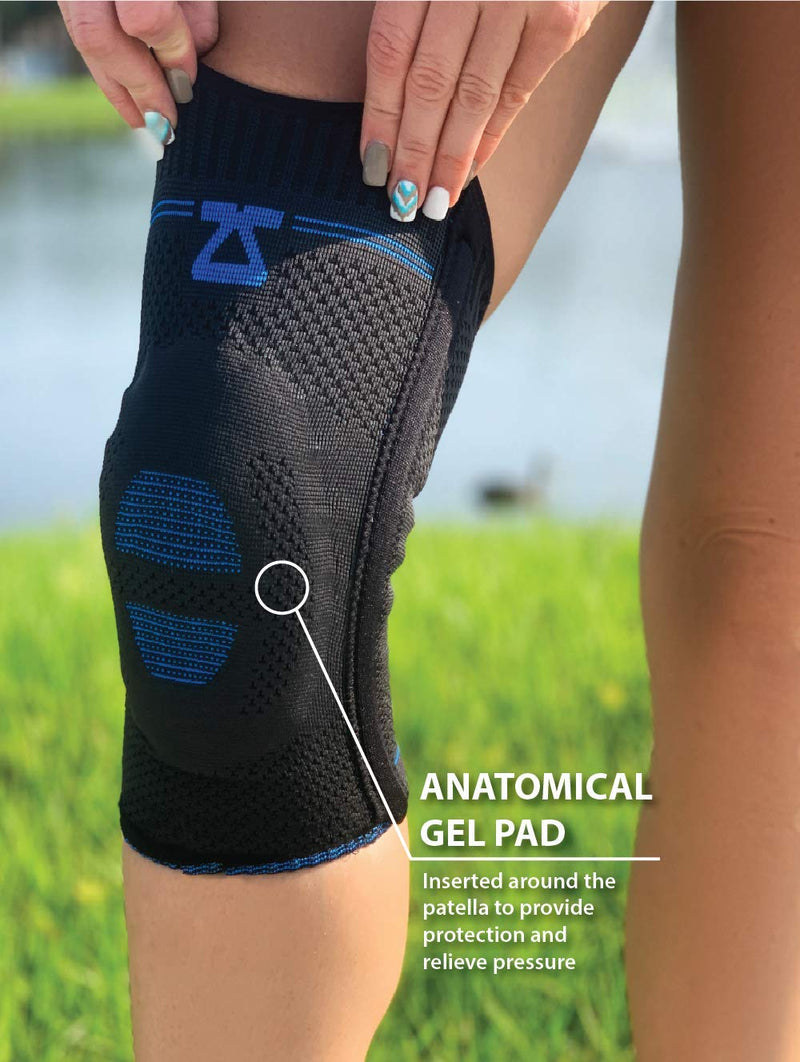 [Australia] - Zensah Elite Knee Compression Sleeve with Patella Gel Pad - Targeted Knee Support for Protection and Pain Relief – Knee Support for Running, Sports, Workout, Gym - Knee Brace (Black, Medium) Black 