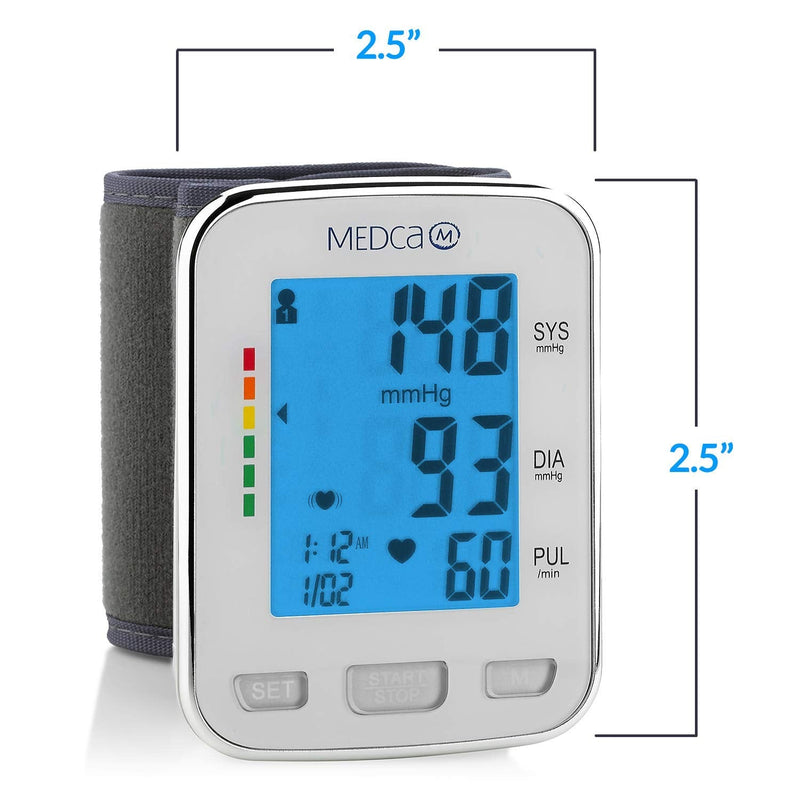 [Australia] - Blood Pressure Cuff Wrist - Blood Pressure Monitor and Portable Fully Automatic BP Machine Band with Large Backlit LCD Display for Fast Accurate Reading by MEDca 