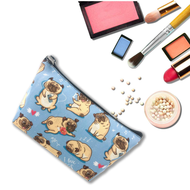 [Australia] - Cosmetic Bags for Women, Large Capacity Travel Makeup Pouch Portable Travel Waterproof Toiletries Accessories Organizer Cute Pug Dog Gifts Cute Funny Pug 
