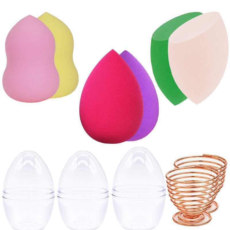 [Australia] - 6 Pcs Makeup Sponge Set Blender Beauty Foundation Blending Sponge,Multi-colored Makeup Sponges Flawless for Liquid, Cream, and Powder with 2 Blender Holder & 3 Travel Case 