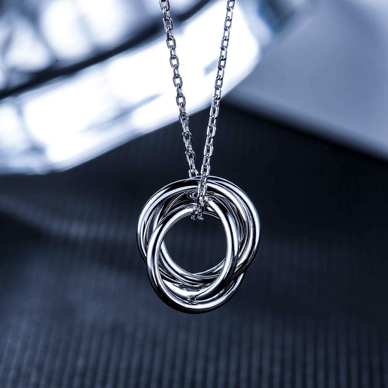 [Australia] - 4 Sisters Necklace - 925 Sterling Silver Four Circles Friendship Sister Necklace For Women Girls 