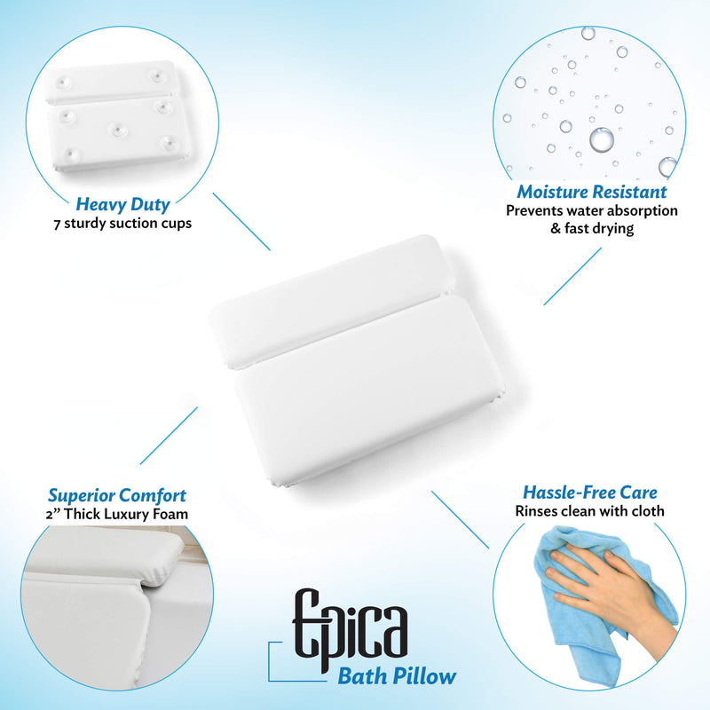 [Australia] - Epica 2X-Thick Luxury Spa Bath Pillow, SuperGrip Suction Cups … (Rectangle) Rectangle 