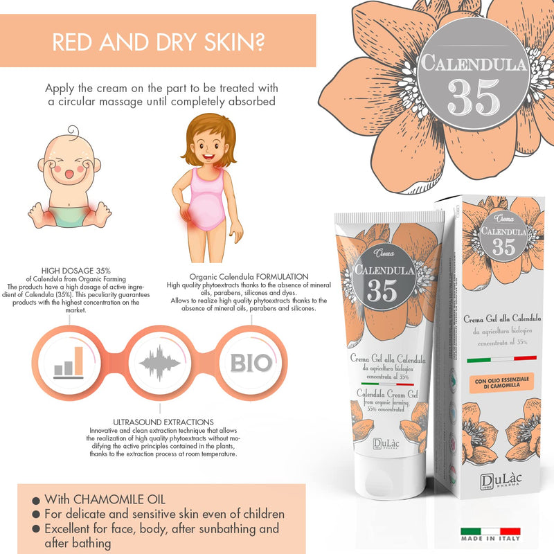 [Australia] - Dulàc Calendula Cream Natural Formula, Ideal as Baby Cream for Nappy Rash - Organic Calendula Nappy Cream Gel, Moisturising, Soothing and Repairing for the Sensitive Skin of Newborn and Toddler 