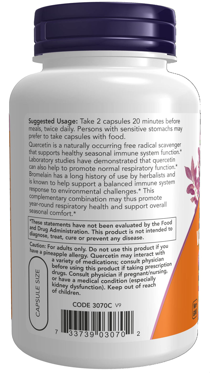 [Australia] - NOW Supplements, Quercetin with Bromelain, Balanced Immune System*, 120 Veg Capsules 