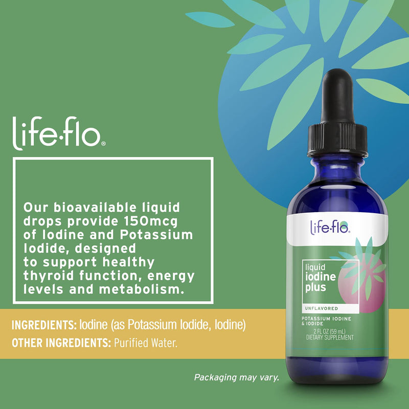 [Australia] - Life-flo Iodine Plus Drops | 150 mcg Iodine Per Serving | Healthy Thyroid, Energy & Metabolism Support | Formulated for High Absorption | 2 fl oz Unflavored 