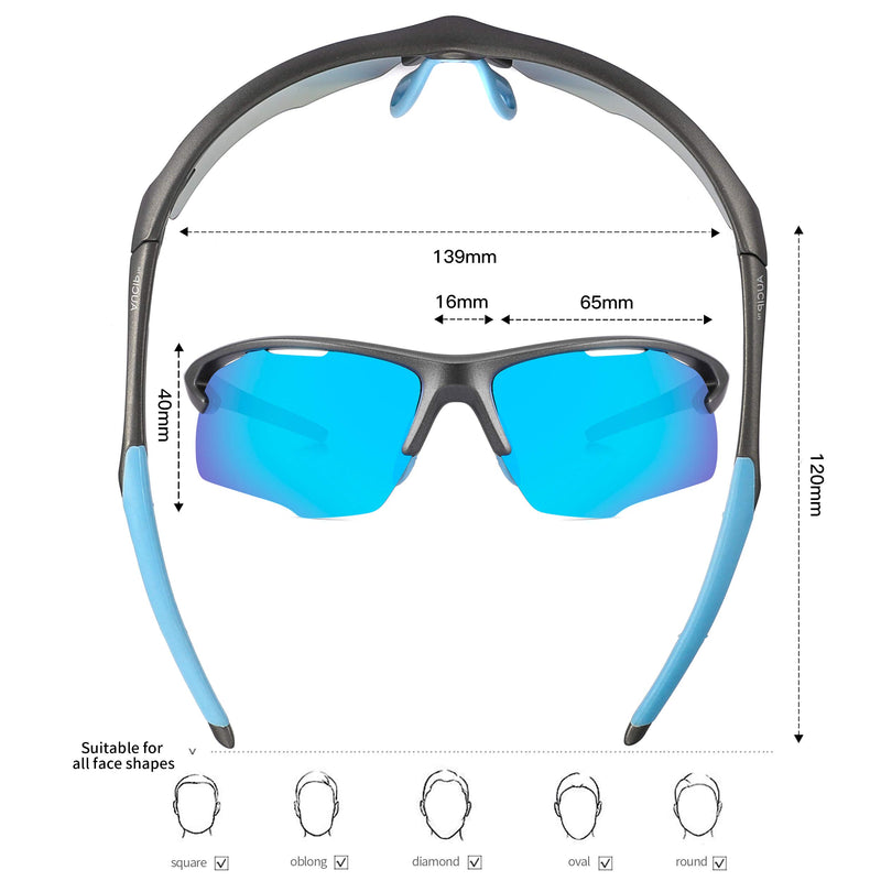 [Australia] - Polarized Men Sports Sunglasses -UVA/UVB Protection -TR90 Unbreakable Frame - Perfect for Cycling Climbing Running Blue 