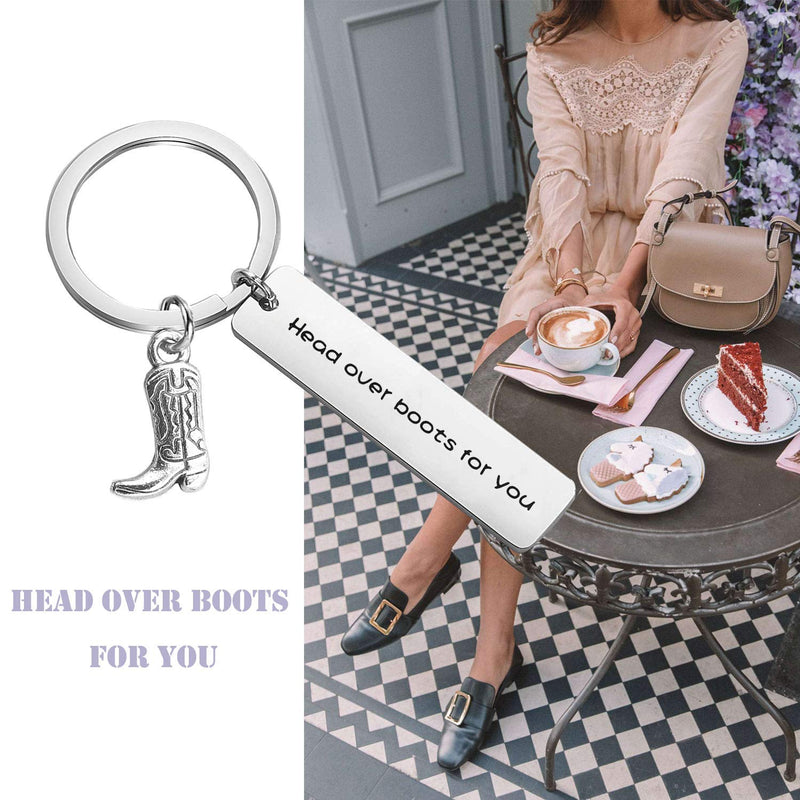 [Australia] - PLITI Cowboy Cowgirl Boots Keychain Boyfriend Gifts Western Head Over Boots for You Couple Keychains for Him and Her Over Boots for U 