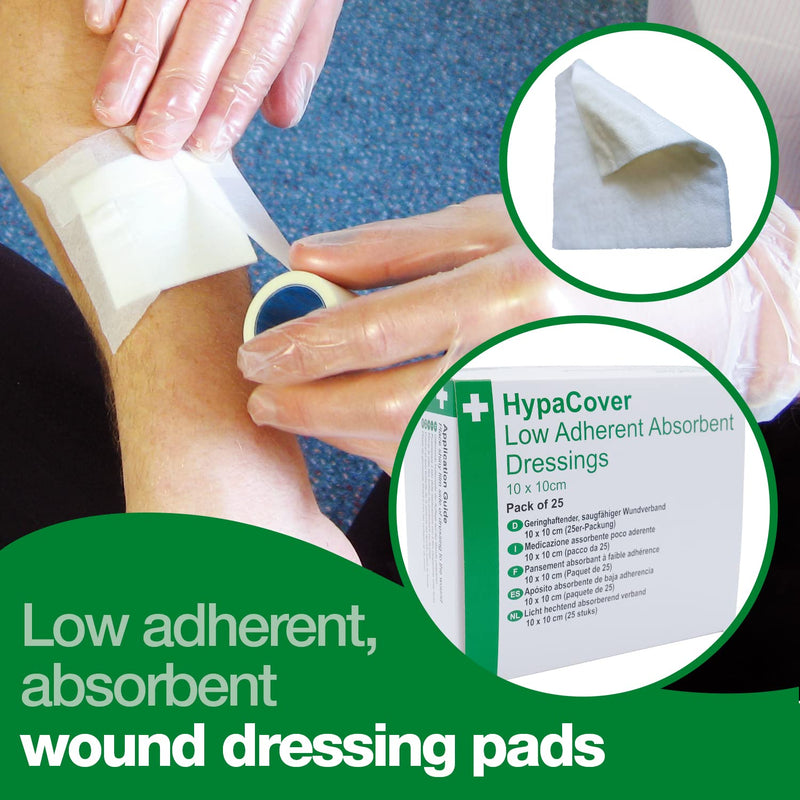 [Australia] - HypaCover Low Adherent Dressing Pads for Wounds Absorbent Dressing, 10x10cm (Pack of 25) 10x10 cm (Pack of 25) Safety 