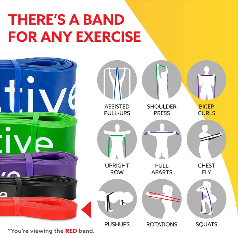 [Australia] - 3DActive Pull Up Assist Band - Resistance Band for Strength Training, Powerlifting, Body Stretching, CrossFit. Free Exercise Guide. #1 Red- 10 to 35 Pounds (1/2 *4.5mm) - Single Band 