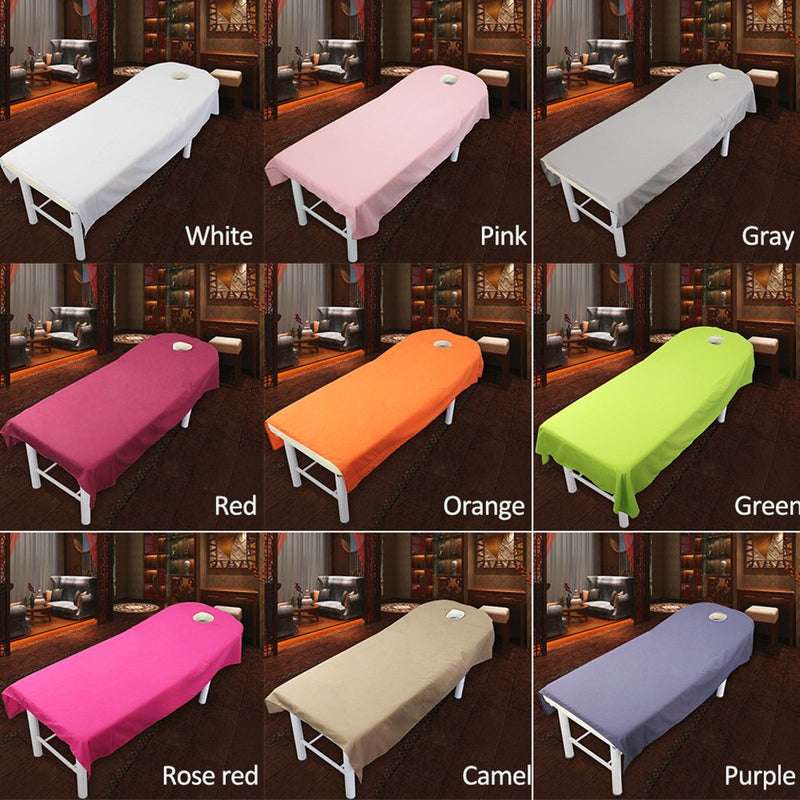 [Australia] - GCDN Beauty Bedsheet, 9 Colors Soft Polyester Reusable Spa Linens Massage Bed Table Sheets Couches Cover Sheetsts with hole(80x190cm,Purple) 80x190cm Purple 