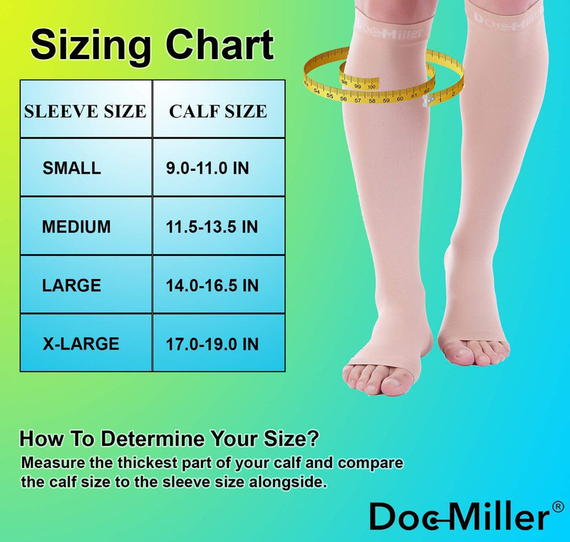 [Australia] - Doc Miller Open Toe Compression Socks for Women 8-15 mmHg Compression Socks for Men & Women Support Circulation, Shin Splints, Varicose Veins Recovery, 1 Pair of Knee High Socks Skin 4X-Large 