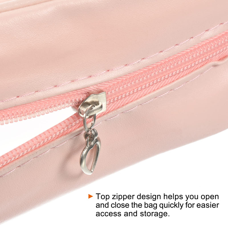 [Australia] - PATIKIL 5.9"x9.8"x3.7" Clear Toiletry Bag, 2 Pack PVC Makeup Bags Cosmetic Pouch with Zipper Handle for Travel Home Storage, Pink 