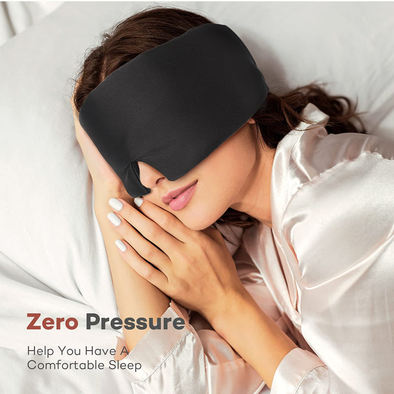 [Australia] - onaEz Sleep Mask, Mulberry Satin Eye Mask, Super Soft Smooth 0 Pressure Blindfold for Women Men, 100% Blocking Out Light Eye Sleeping Mask for Sleep Travel & Nap Black 