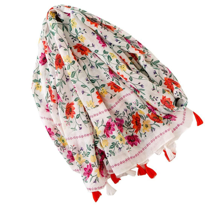 [Australia] - FAIRYGATE Scarf for Women Lightweight Floral Flower Scarves for Spring Summer Autumn Winter Shawl Wrap 0226 L 