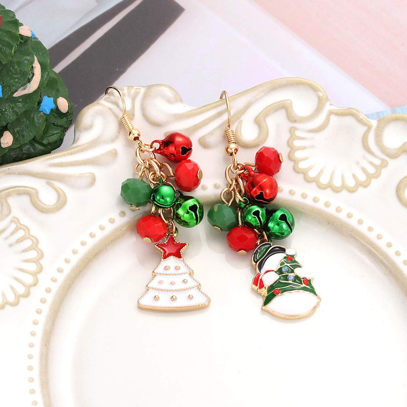 [Australia] - FAERLIIRY Christmas Jingle Bell Necklace Set X-mas Crystal Pendant Necklace Bell Beaded Earrings Festival Holiday Jewelry Set for Women Girls Kids gold 