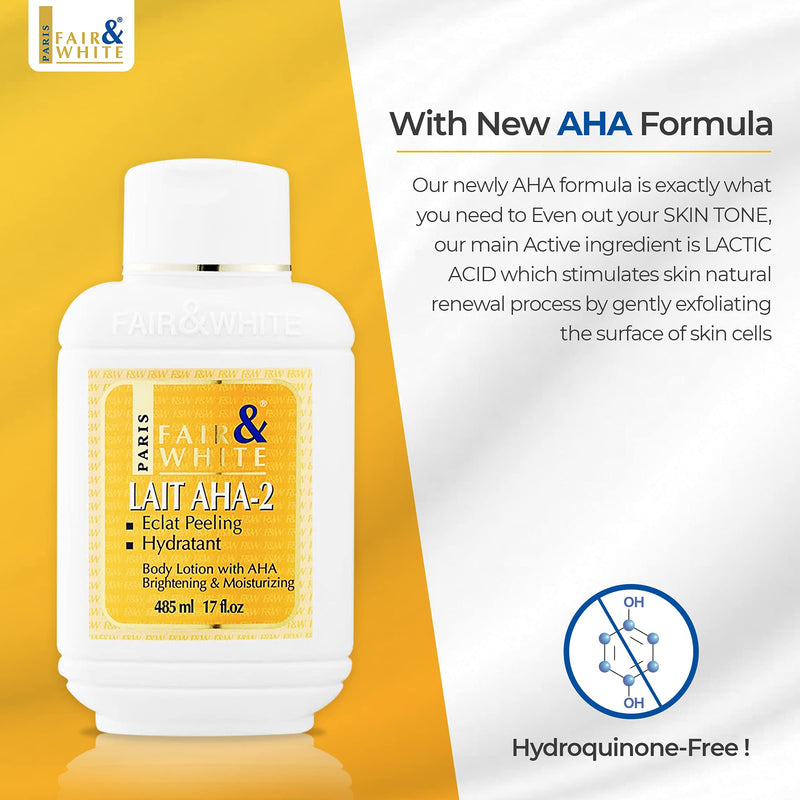 [Australia] - Fair & White Original AHA Body Lotion | 17 Fl oz 485 ml | Skin Lightening Cream, Hyperpigmentation Treatment, Dark Spots Corrector on: Body, Knees, Armpits Elbows 