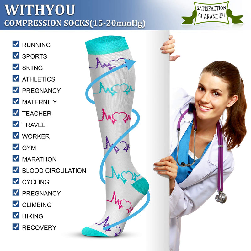[Australia] - Compression Socks 15-20 mmHg is Best Athletic for Men & Women Running Flight Travel Nurses Pregnant 08(8 Pairs) Blue/Navy/White/Black/Navy/Gray/Black/Blue Small-Medium 
