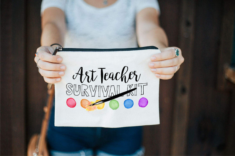 [Australia] - Moonwake Designs Art Teacher Survival Kit Makeup Bag - Art Teacher Gift, Teacher Appreciation, Pencil Holder 